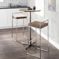 LumiSource Fuji 30" Stacker Bar Stool with Brown Cowboy Upholstery in Stainless Steel (Set of 2), , large