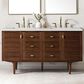 James Martin Vanities Amberly 60" Double Bathroom Vanity in Mid-Century Walnut with 3 cm Lime Delight Quartz Top and Rectangular Sinks, , large