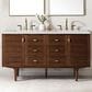 James Martin Vanities Amberly 60" Double Bathroom Vanity in Mid-Century Walnut with 3 cm Lime Delight Quartz Top and Rectangular Sinks, , large