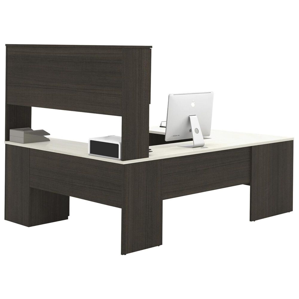 Bestar Ridgeley UShaped Desk In Dark Chocolate & White Chocolate NFM
