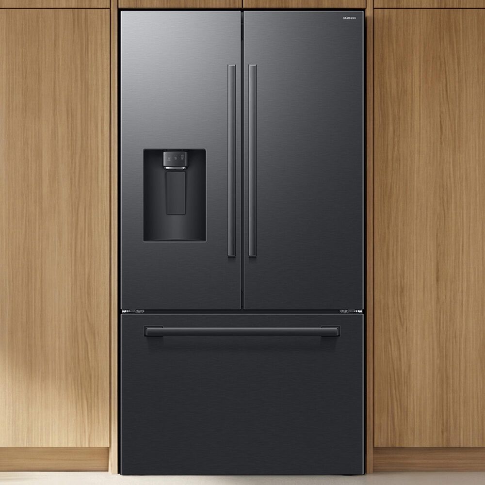 Samsung Bespoke AI 29 Cu. Ft. French Door Refrigerator with Zero Clearance Fit and Sphere Ice in Matte Black Steel, , large