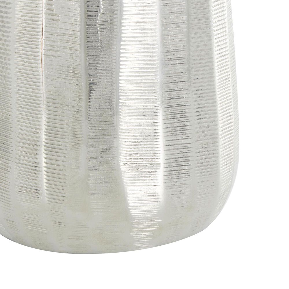Maple and Jade 2-Piece Decorative Vase Set with Wavy Accents and Textured Ridges in Shiny Silver, , large