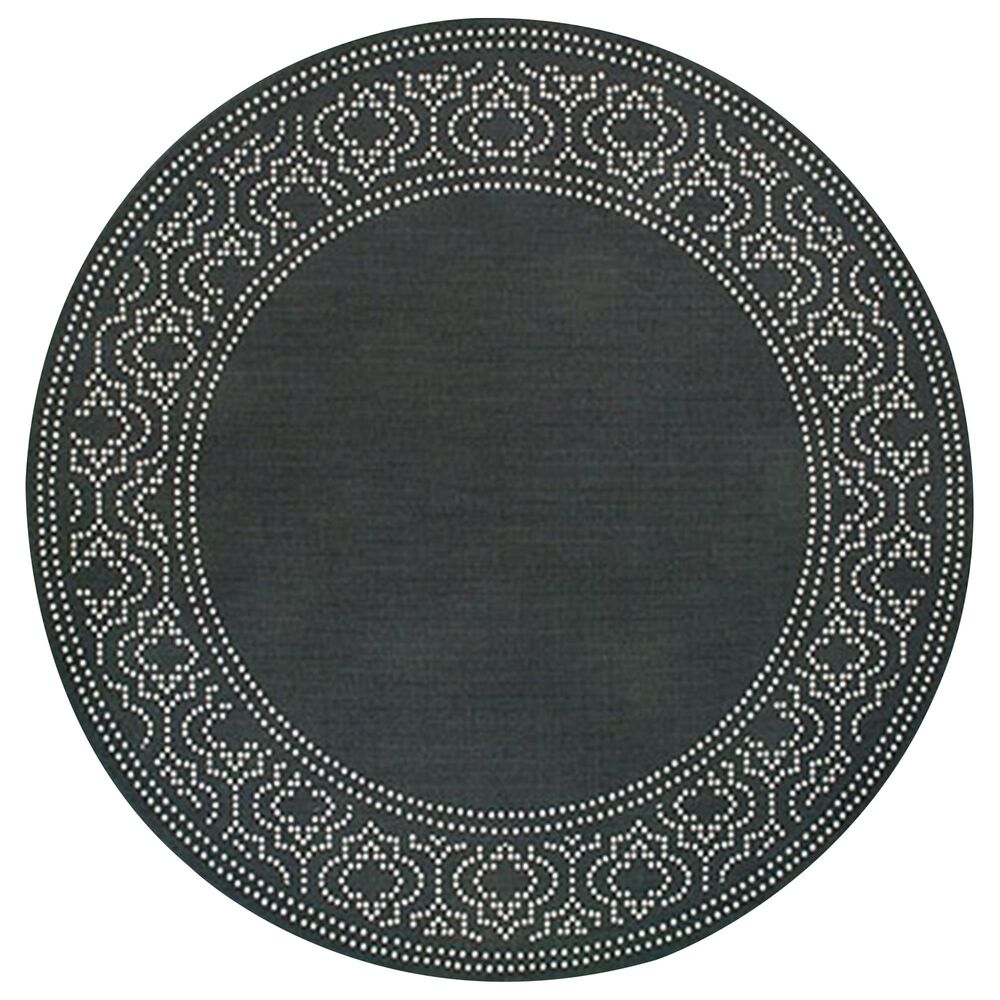 Oriental Weavers Marina 7"10" Round Black and Ivory Area Rug, , large