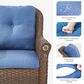 Sunwell Garden 36" Patio Swivel Glider Chair with Wicker Armrest in Navy (Set of 2), , large