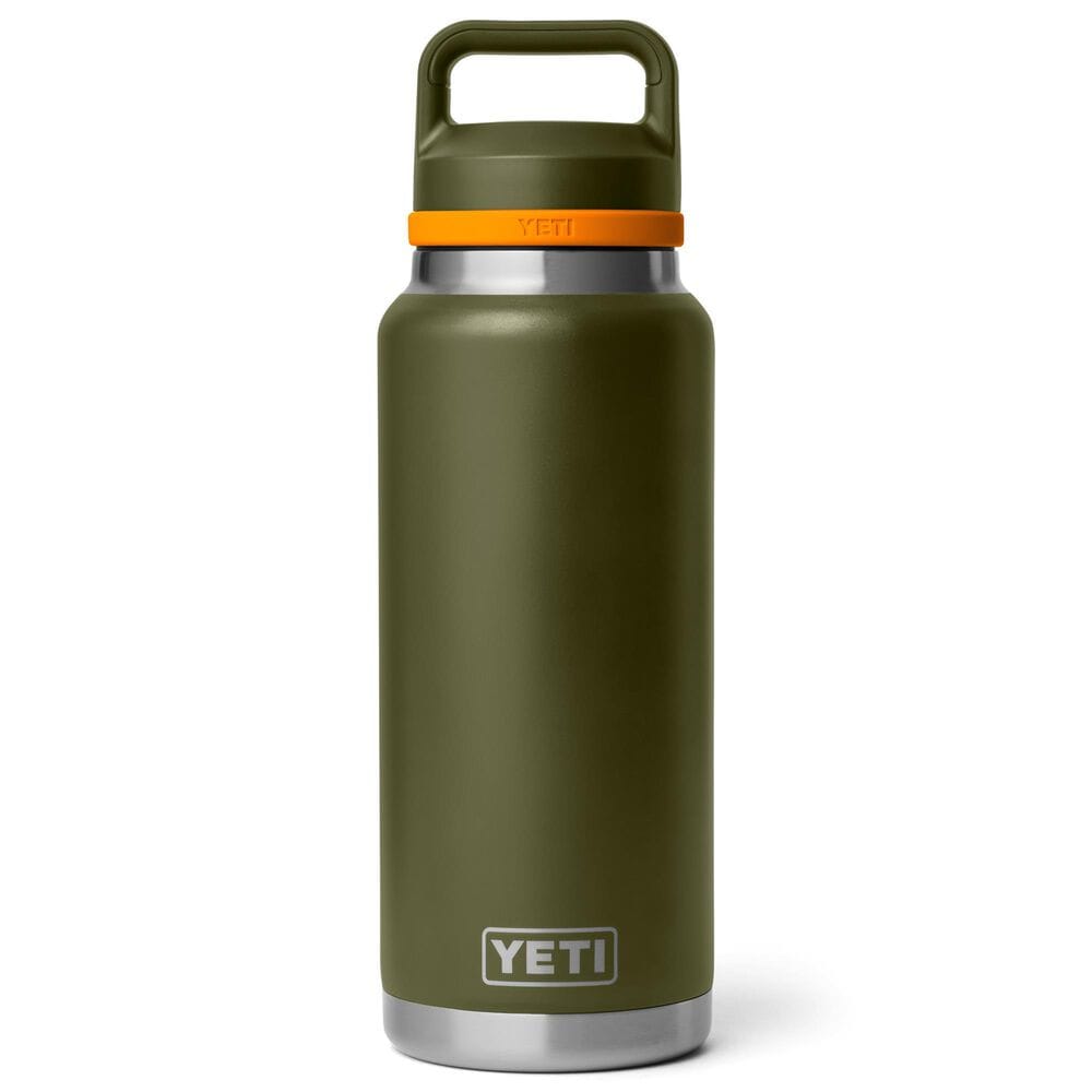 YETI Rambler 36 Oz Water Bottle with Color-Blocked Chug Cap in Olive and King Crab Orange, , large