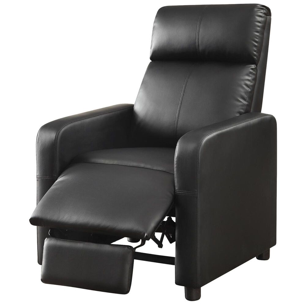 Pacific Landing Contemporary Theater Seating Push-Back Recliner in Black, , large