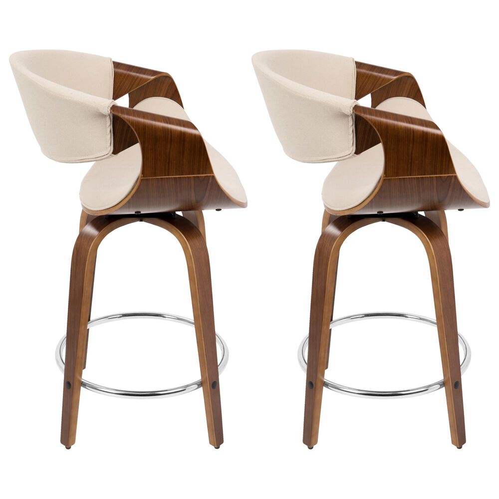 Lumisource Curvo Counter Stool in Cream &#40;Set of 2&#41;, , large