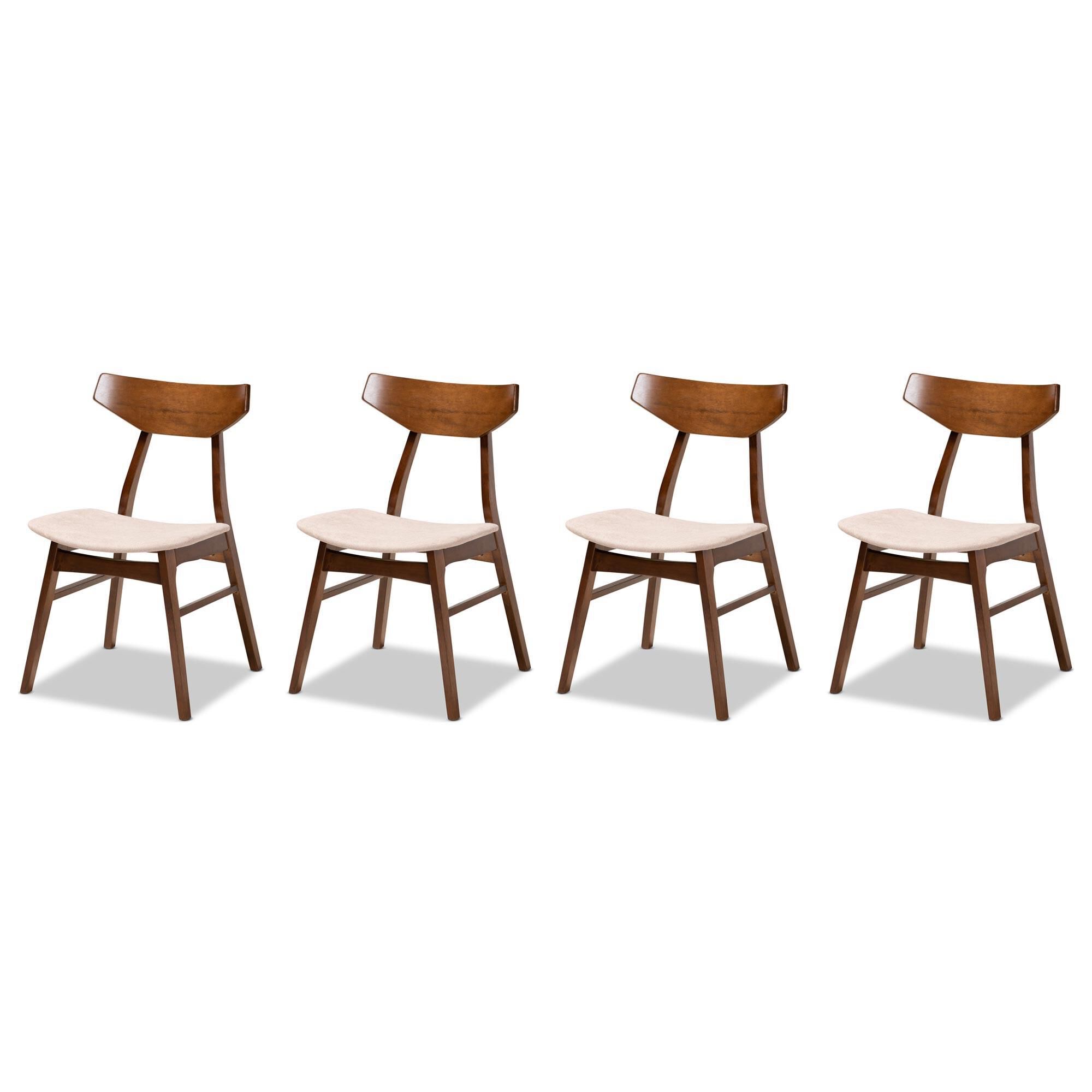 Baxton Studio Danica Side Chair with Light Beige Cushion in Walnut
