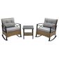 Hearth and Haven 3-Piece Patio Chat Set with Gray Cushion in Black, , large
