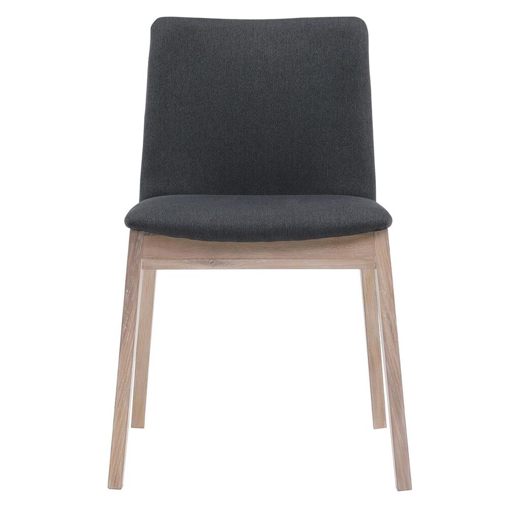 Moe's Home Collection Deco Dining Chair with Dark Gray Cushion in White Oak, , large
