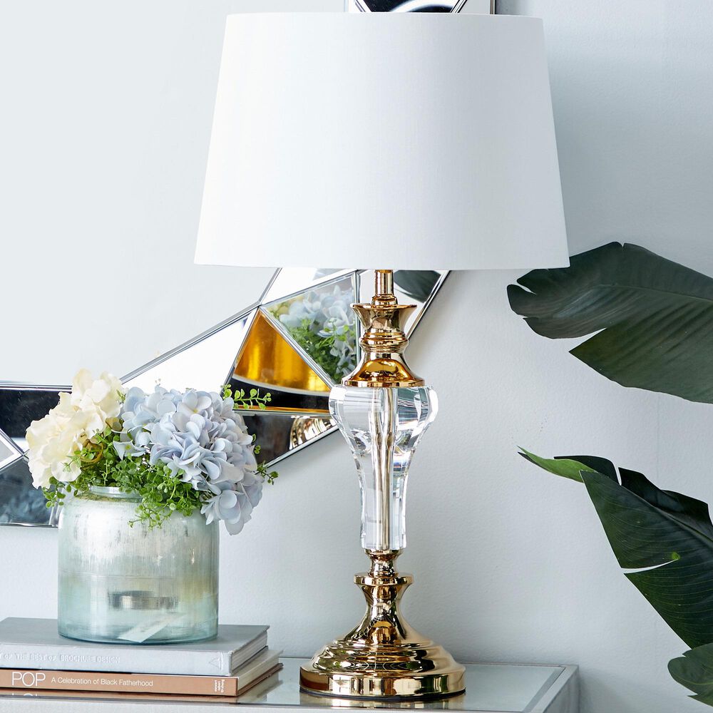 Maple and Jade Table Lamp in Shiny Gold and Clear, , large