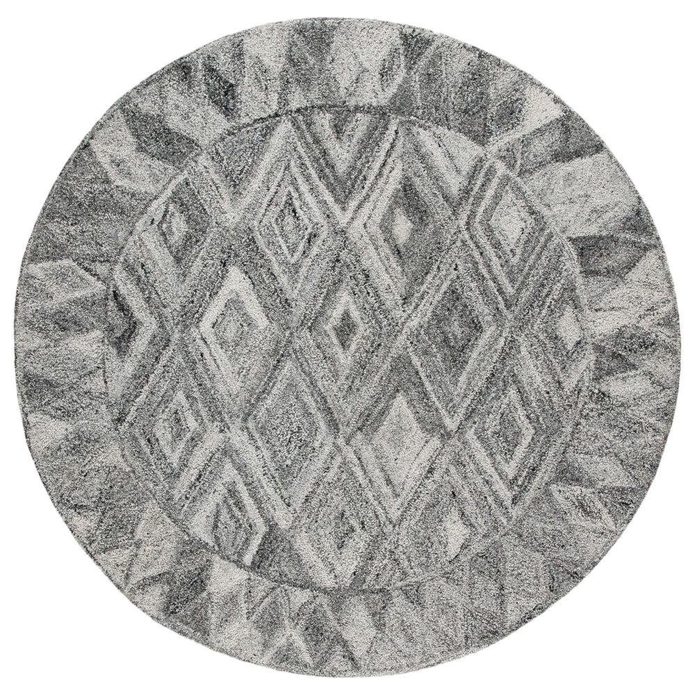 Safavieh Abstract 6' Round Gray and Black Area Rug, , large