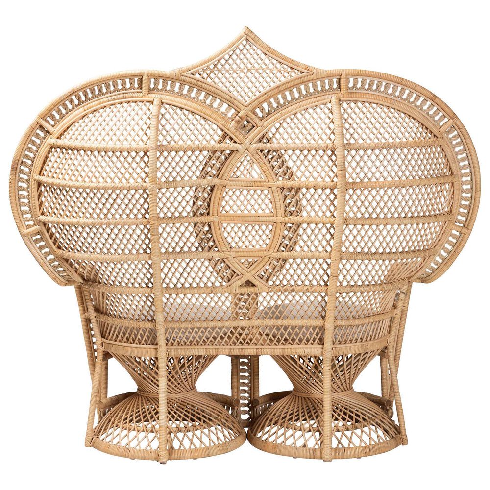 Baxton Studio Nerita Two-Seater Peacock Chair in White, , large