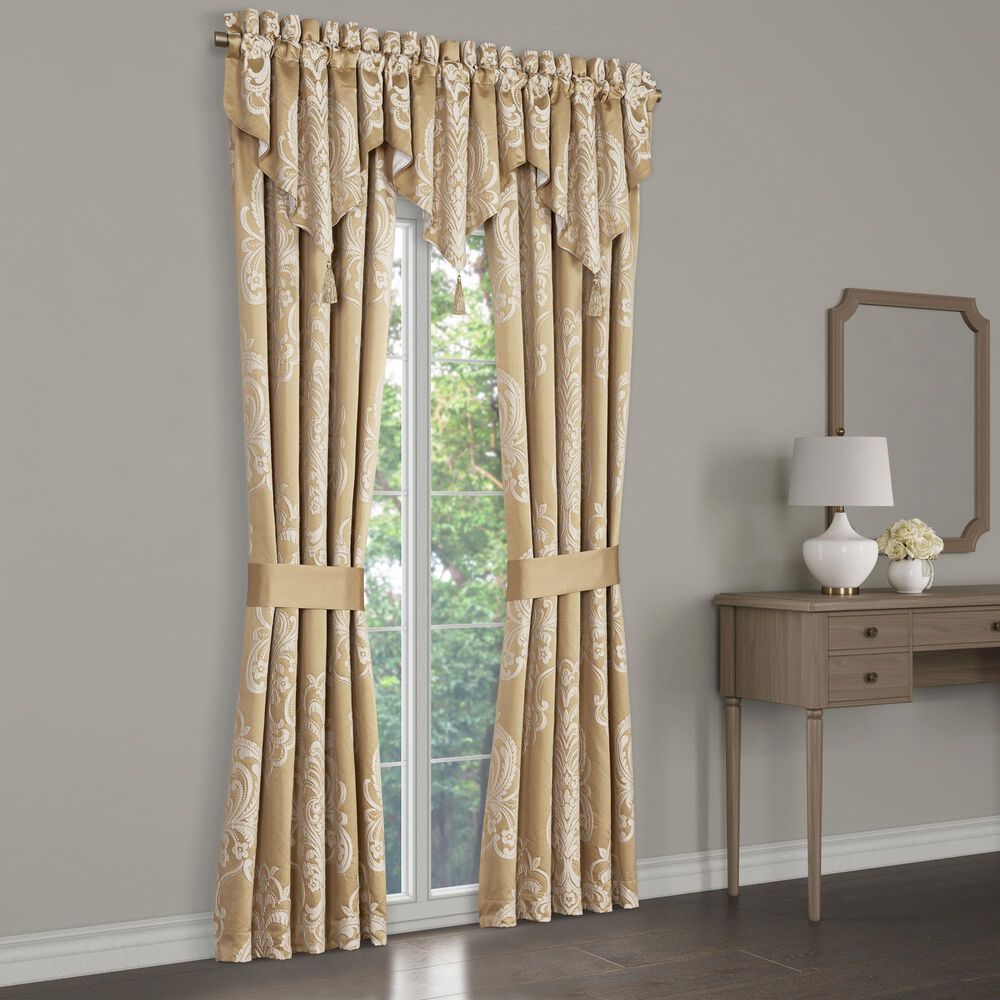 J. Queen New York Potenza 40&quot; x 21&quot; Window Ascot Valance in Gold and Ivory, , large