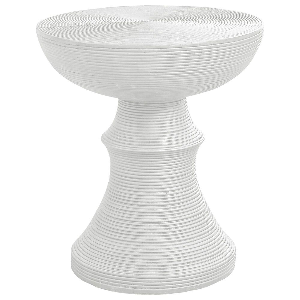 Hearth and Haven Outdoor Round Side Table with Ribbed Texture in White, , large