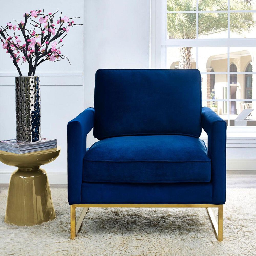 Tov Furniture Avery Velvet Chair in Navy , , large