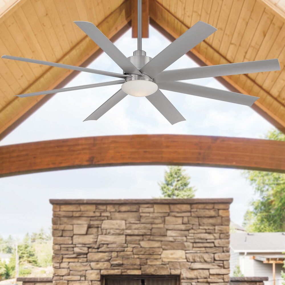 Minka-Aire Slipstream 65" Indoor/Outdoor Ceiling Fan with LED Light in Brushed Nickel Wet, , large