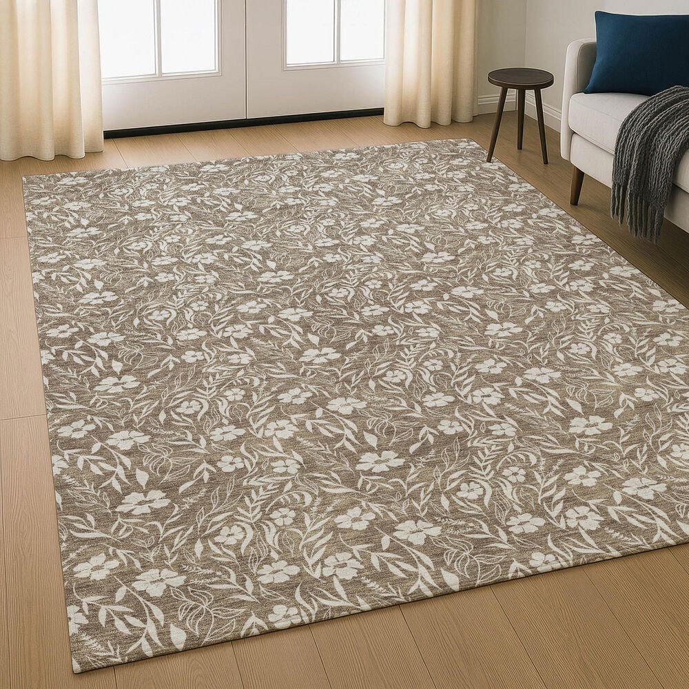 Dalyn Rug Company Soft Essentials Floral Mocha 10' x 14' Indoor/Outdoor Area Rug, , large