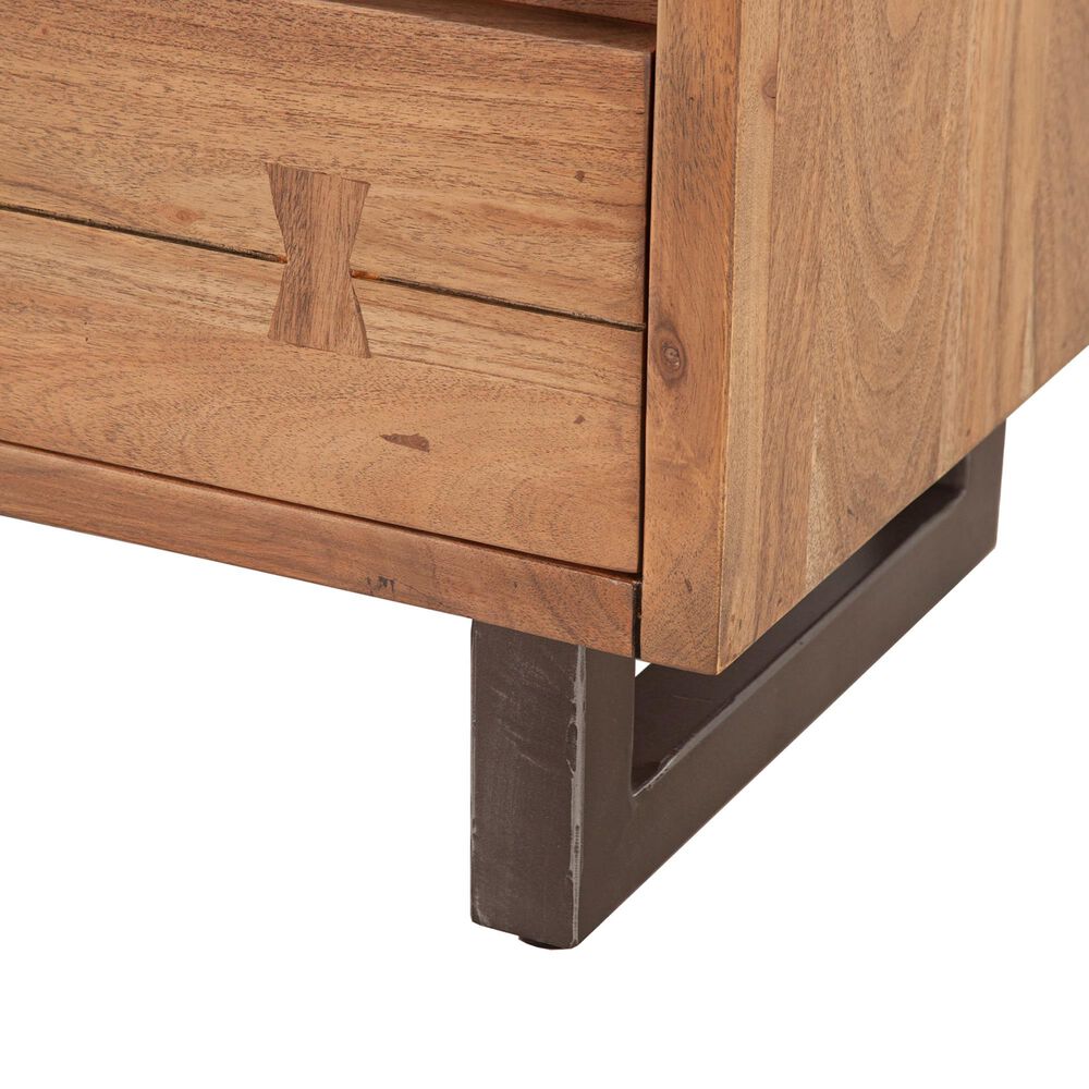 Home Trends &amp; Design Aspen 2-Drawer Nightstand in Smoked Acacia and Antique Zinc, , large