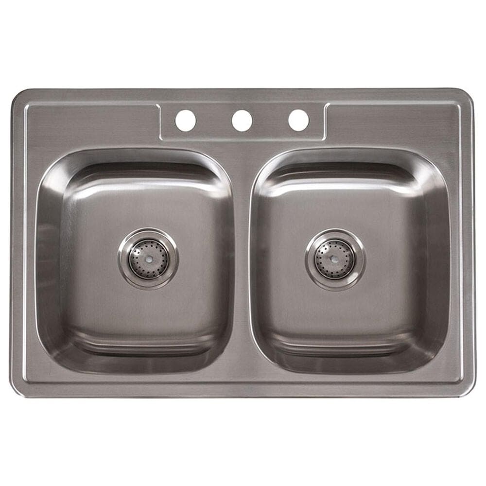 MS International Overmount Double Bowl Kitchen Sink in Brushed Satin, , large