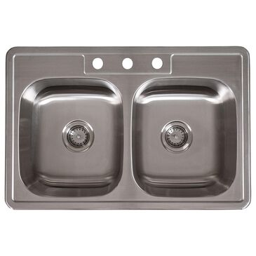 MS International Overmount Double Bowl Kitchen Sink in Brushed Satin, , large
