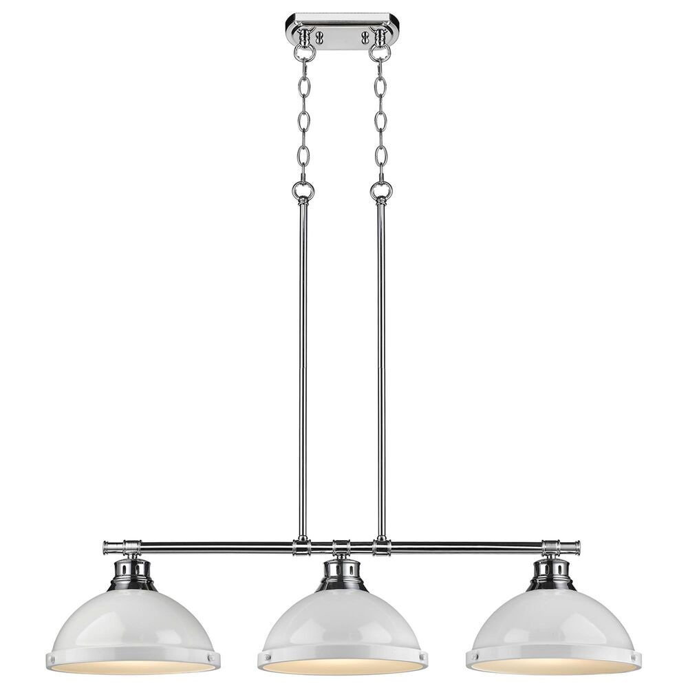Golden Lighting Duncan 3-Light Pendant with White Shade in Chrome, , large
