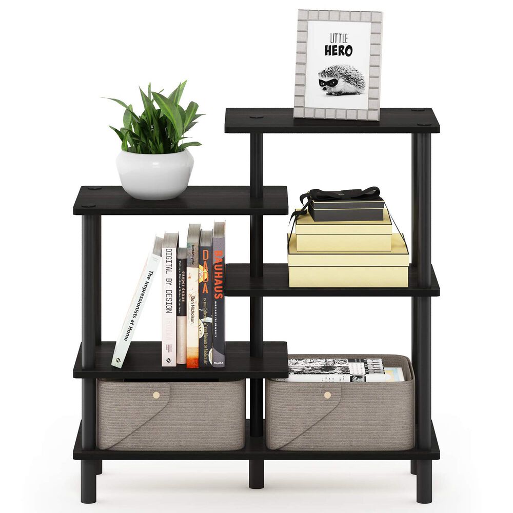 HOMLUX Turn-N-Tube 5-Tier Accent Display Rack in Espresso and Black, , large