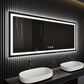 HOMLUX 60" x 36" LED Bathroom Makeup Mirror in Silver, , large