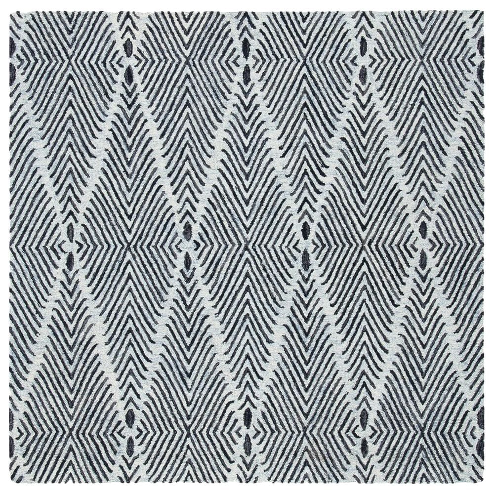 Safavieh Micro-Loop 5" Square Light Blue and Charcoal Area Rug, , large