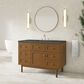 James Martin Laurent 48" Single Bathroom Vanity in Honey Oak with 3 cm Parisien Bleu Silestone Top, Rectangular Sink and FreePower Wireless Charger, , large