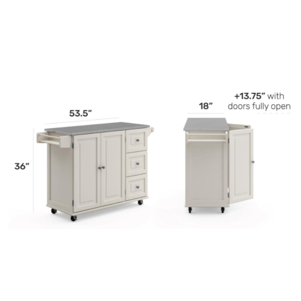 Homestyles Dolly Madison Kitchen Cart in Off-White, , large