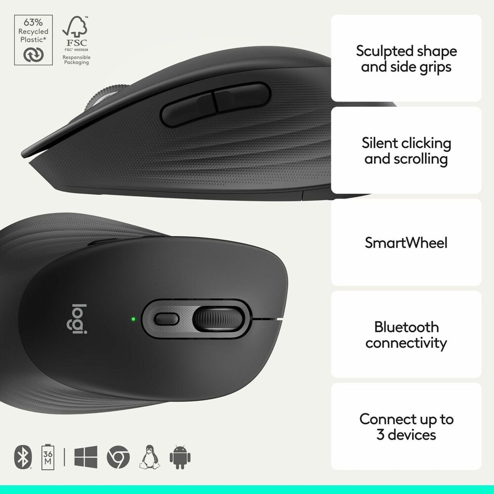 Logitech Signature Comfort Wireless Mouse in Black, , large