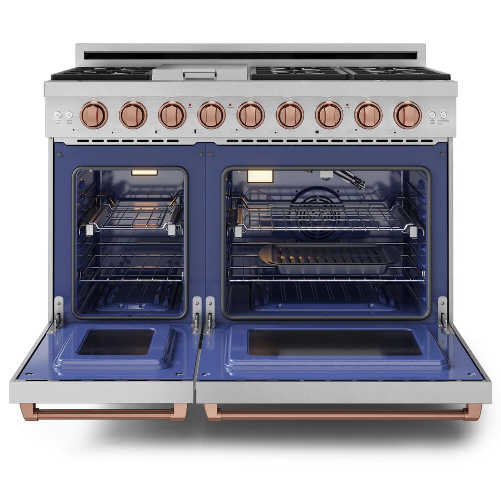 THOR KITCHEN Gordon Ramsay 6.8 Cu. Ft. 48&quot; Professional Liquid Propane Range with Rose Gold Handle Kit in Stainless Steel, , large