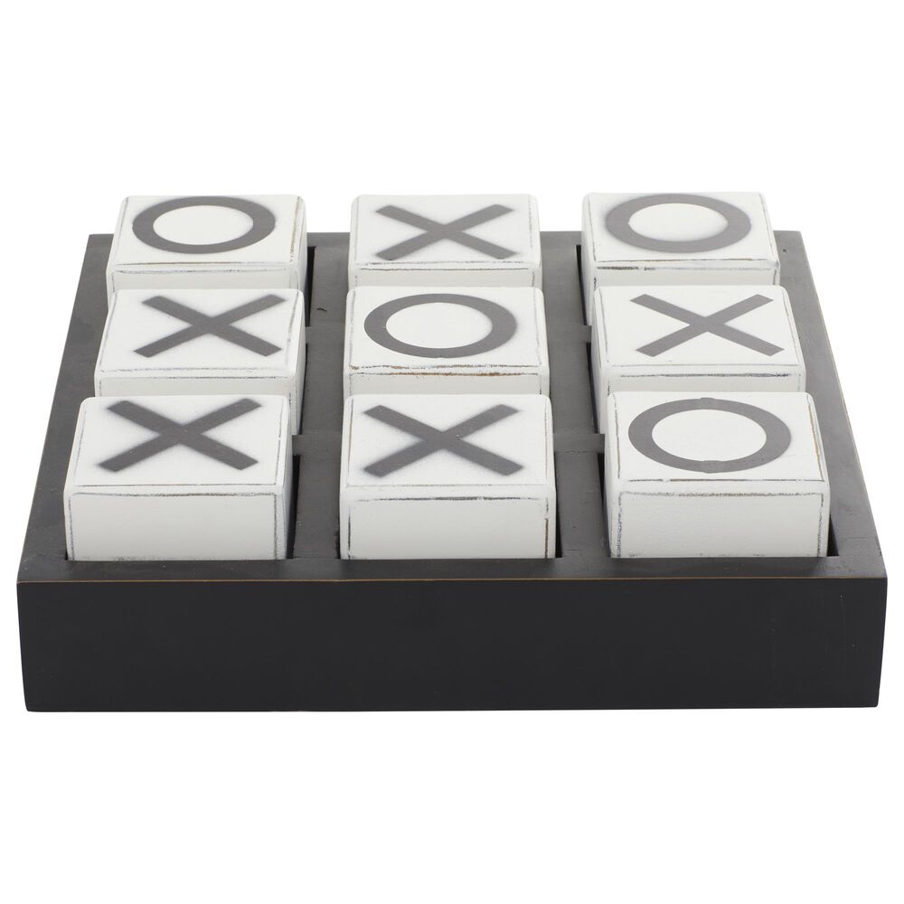 Maple and Jade 4&quot; x 14&quot; Tic Tac Toe Game Set in Black and White, , large