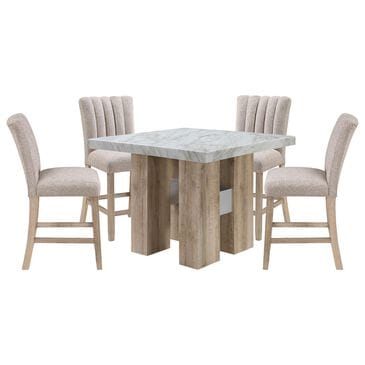 GLOBAL 5-Piece Square Dining Set in with Faux Stone Table Top, , large