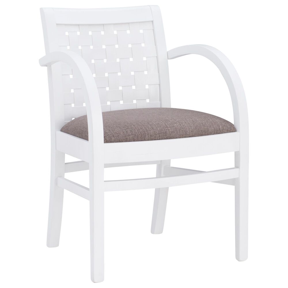 Linon Home Decor Samantha Woven Arm Chair in White, , large