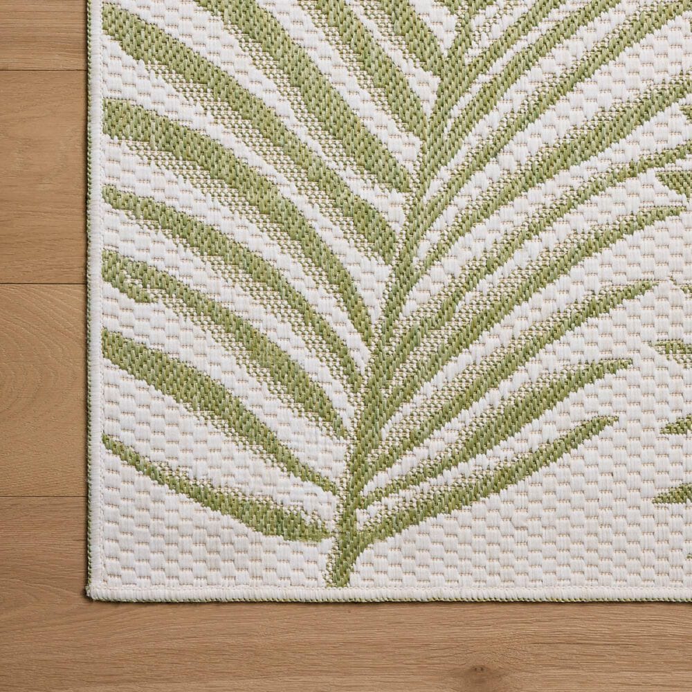 Loloi Easton Ivory and Green 6&#39;7&quot; x 9&#39;4&quot; Indoor/Outdoor Area Rug, , large
