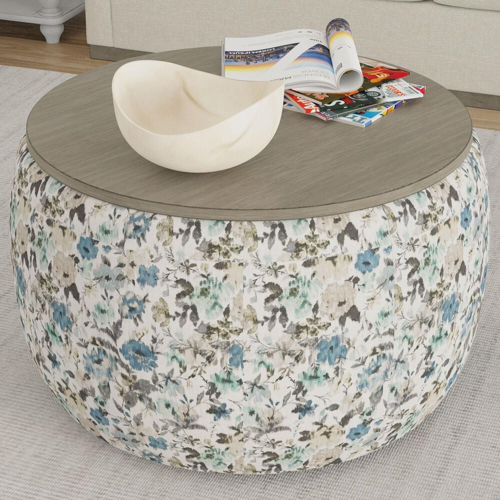Emerald Home Furnishings Cecily Storage Ottoman in Blue Meadow, , large