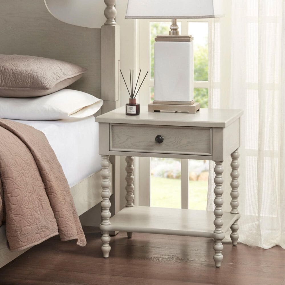 Hearth and Haven 1-Drawer Nightstand with Lower Shelf in Antique Cream, , large