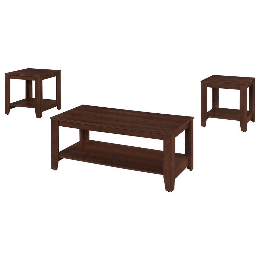 Monarch Specialties Wooden Table Set in Cherry (Set of 3), , large