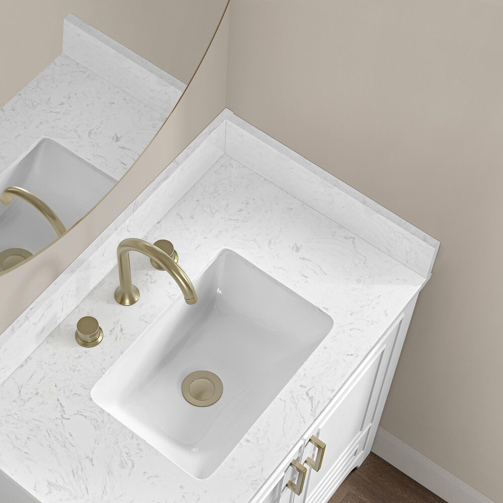 37B Lucerne 30" Single Bathroom Vanity in Bright White with Marble Top and Backsplash, , large