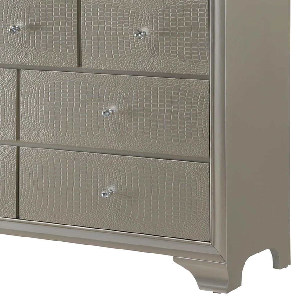 Crown Mark Lyssa 5-Piece Queen Panel Bedroom Set with Two Nightstands in Champagne, , large