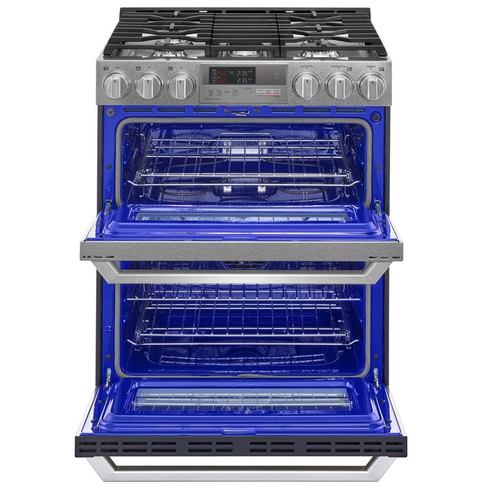 LG Dual Fuel Double Oven Range in Textured Steel, , large