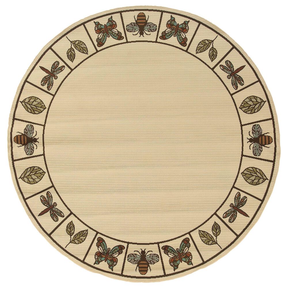 Oriental Weavers Montego 2266W 7"10" Round Ivory Area Rug, , large
