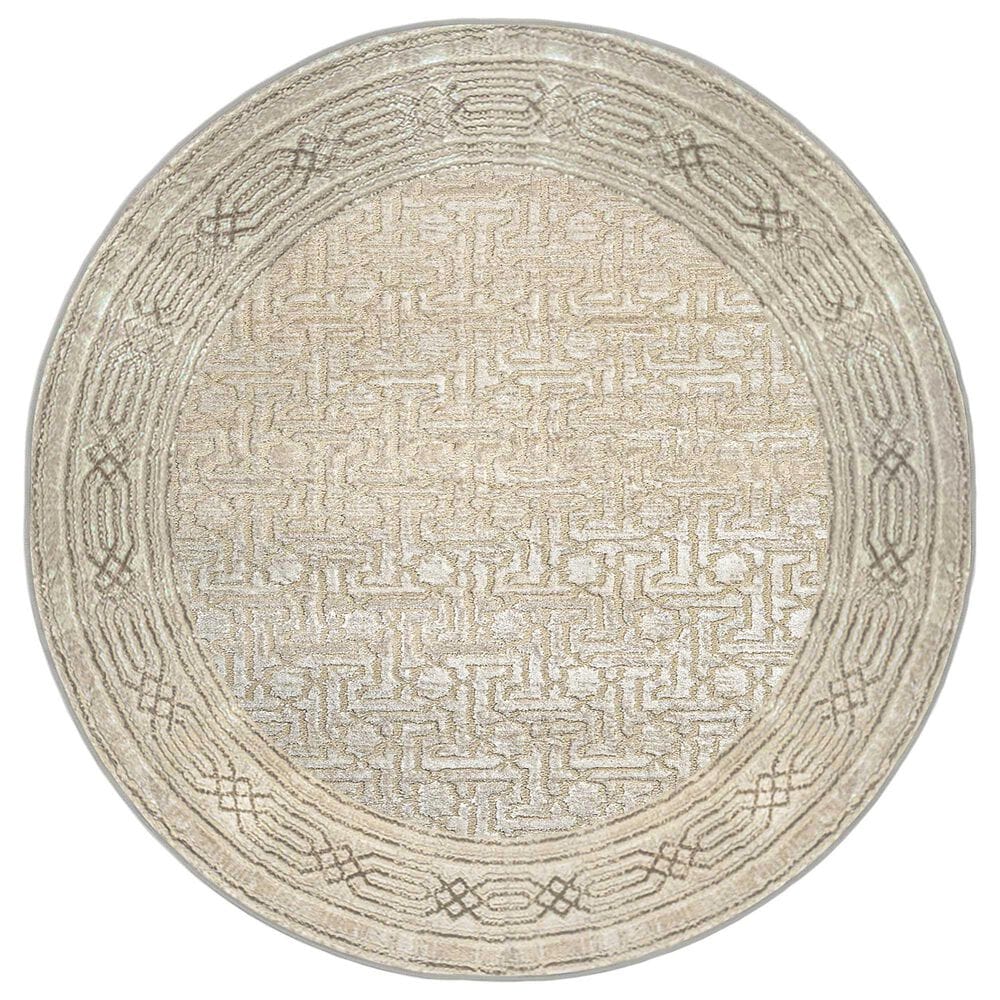 Radici USA Davide Southwestern 7"10" Round Beige Area Rug, , large
