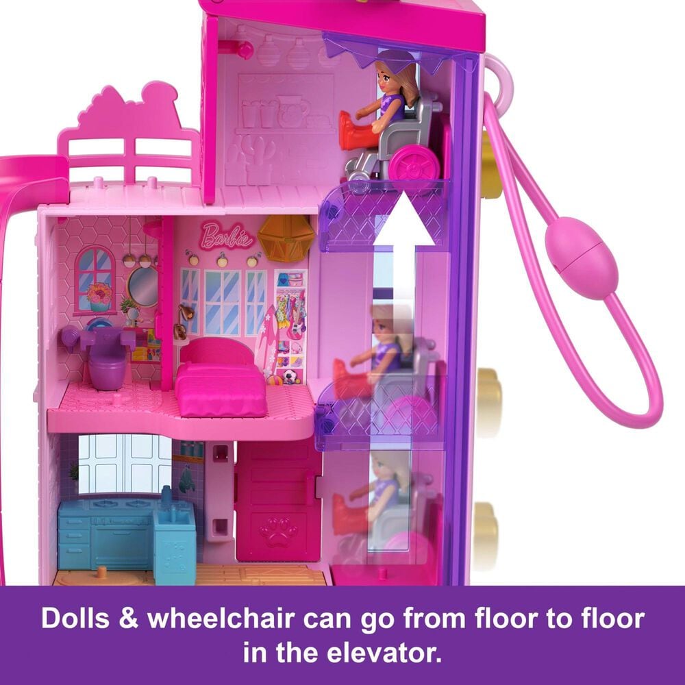 Polly Pocket Barbie Dreamhouse Playset with Three Micro Dolls and Accessories in Pink, , large