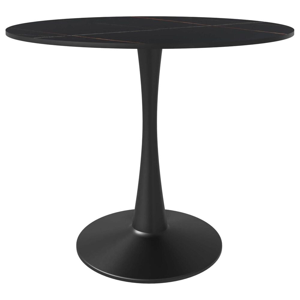 Leisuremod Leisuremod Bristol 31 round dining table Black base with Black Sintered stone Top, , large