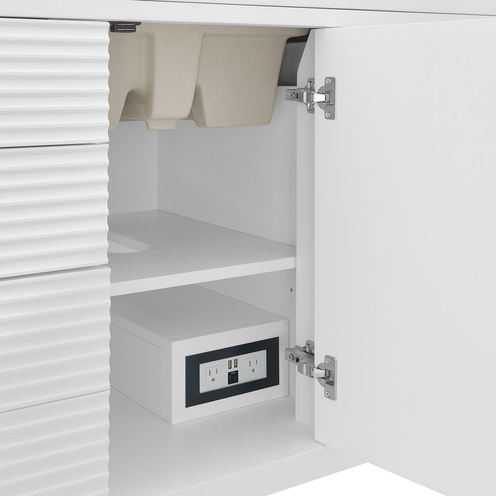 James Martin Vanities Myrrin 48" Vanity in Bright White with 3 cm Charcoal Soapstone Quartz Top, , large