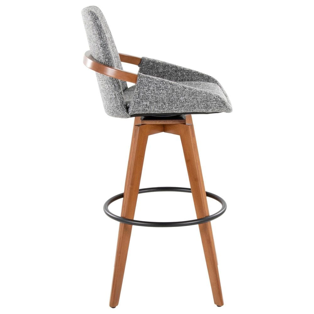 Lumisource Cosmo Swivel Barstool with Grey Noise Cushion in Walnut and Black, , large