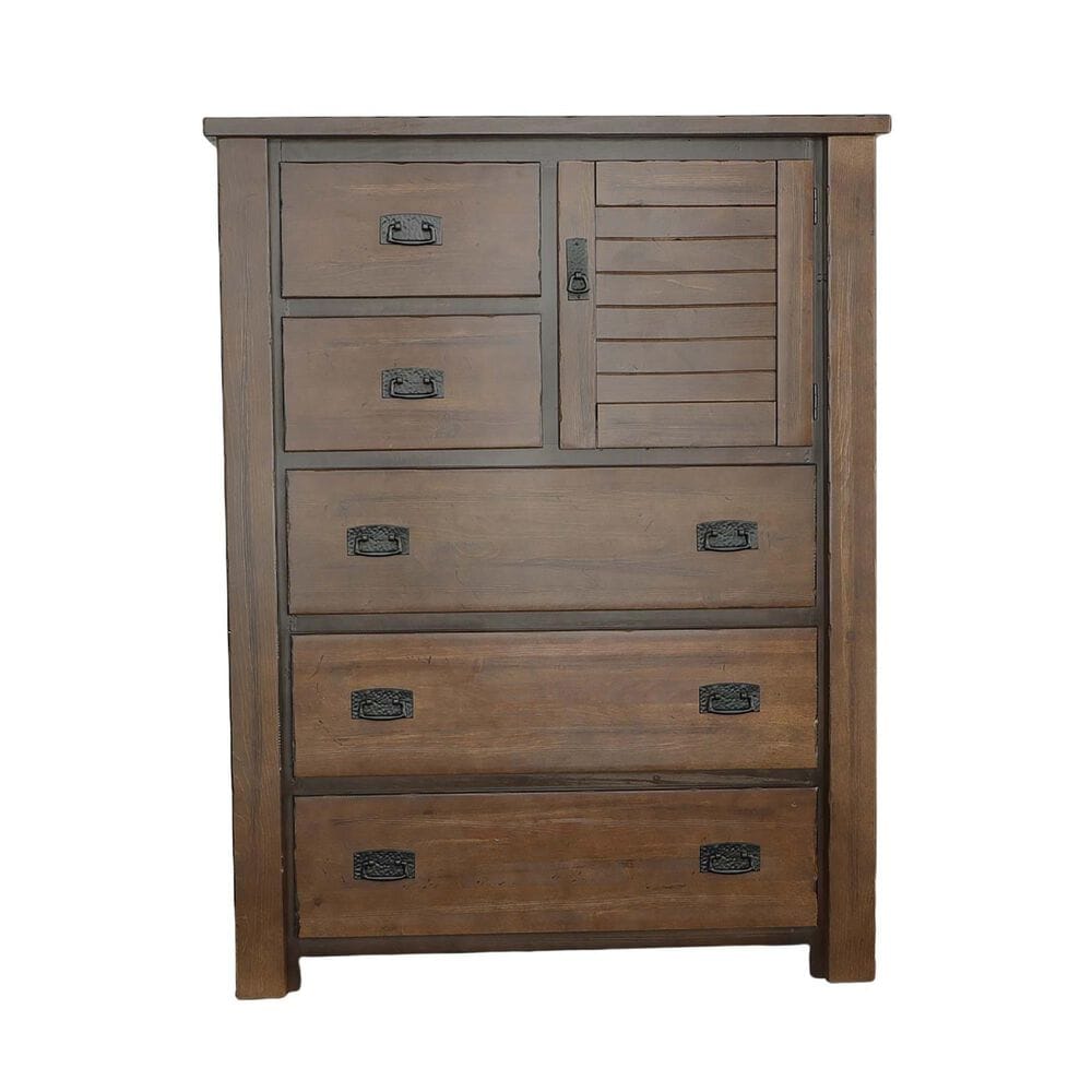 Tiddal Home Trestlewood 4-Piece Queen Poster Bedroom Set in Mesquite Pine, , large